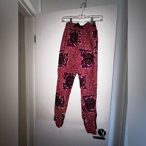 Ofuure “Linda” African Print Flora Stylish Pink Women's 3/4 Ankle Pants - S